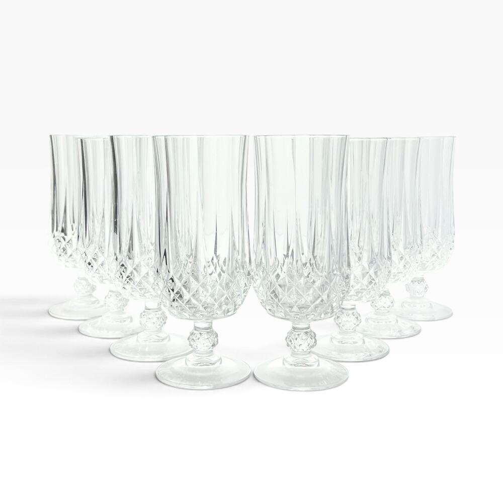 Cristal d’Arques “Longchamp” Set of 8 Crystal Iced Tea Glasses 7” 12oz